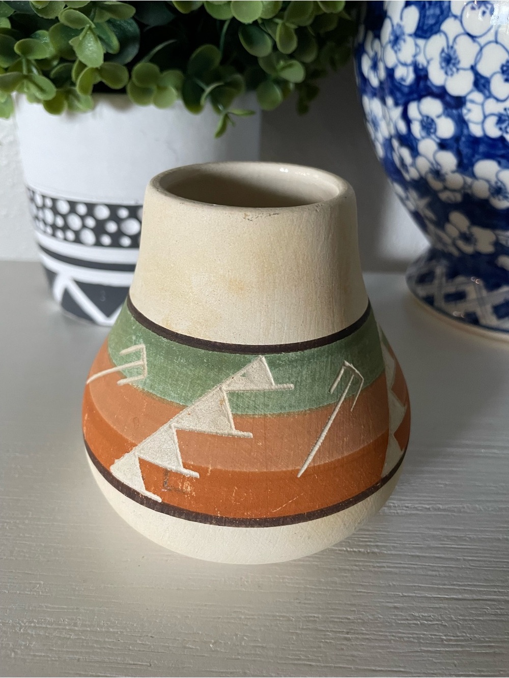 Vintage Native American Ceramic Sioux Vase Hand Painted Southwestern Decor SD